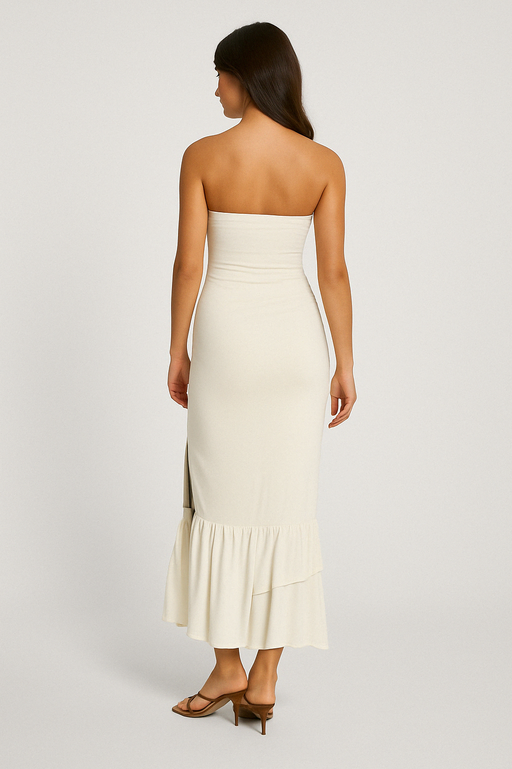 Strapless Ruffle Jurk
